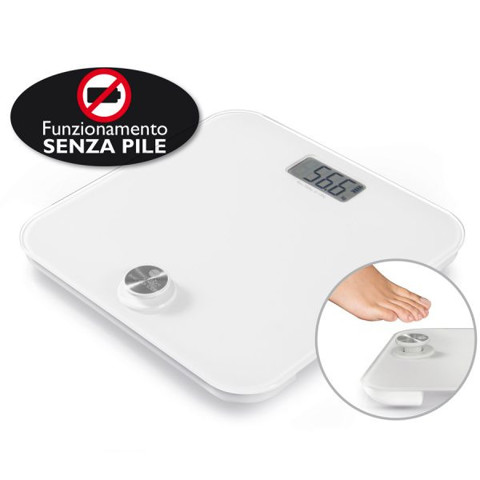 Macom Smart Body Scale Bilancia pesapersone elettronica con funzionamento senza batterie Quadrato Bianco