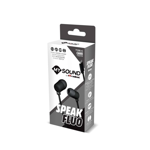 Meliconi 497410 cuffia e auricolare Cablato In-ear Musica e Chiamate USB tipo-C Nero