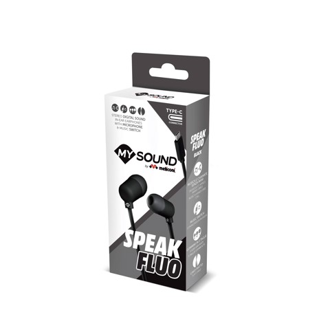 Meliconi 497410 cuffia e auricolare Cablato In-ear Musica e Chiamate USB tipo-C Nero