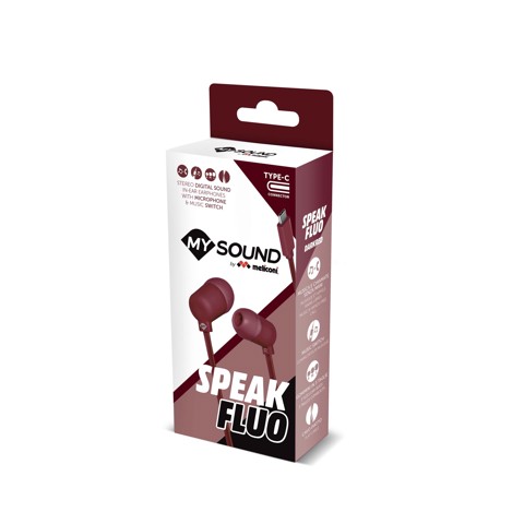 Meliconi 497411 cuffia e auricolare Cablato In-ear Musica e Chiamate USB tipo-C Borgogna