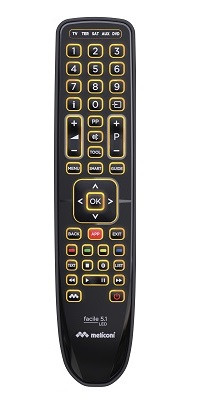 Meliconi Facile 5.1 LED telecomando IR Wireless DTT, DVD/Blu-ray, SAT, TV Pulsanti