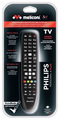 Meliconi Gumbody Personal 4 plus telecomando IR Wireless TV Pulsanti