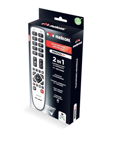 Meliconi Gumbody Pratico 2+ telecomando IR Wireless TV, Set-top box TV Pulsanti