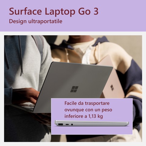 Microsoft Surface Laptop Go 3 (12,45" Intel Core i5, 8 GB RAM, 256 GB SSD - Platino, Windows 11)