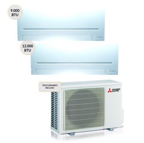 Mitsubishi Condizionatore DUAL split 9000btu+12000btu Wi-Fi MXZ2F42VF + MSZAY25VGK + MSZAY35VGK Climatizzatore Fisso