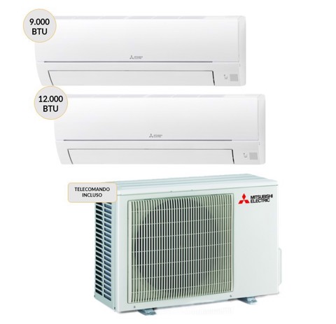 Mitsubishi Condizionatore DUAL split 9000btu+12000btu Wi-Fi MXZ2HA40VF + MSZHR25VFK + MSZHR35VFK Climatizzatore Fisso