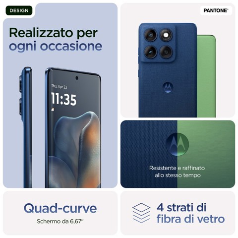 Motorola edge 60 con Moto AI (8/256GB, Fotocamera 50+50+10MP, selfie 50MP, Display 6.67" pOLED 120Hz, MediaTek Dimensity 24M, batteria 5200mAh, ricarica 68W, Android 15), PANTONE Gibraltar Sea