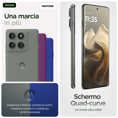 Motorola edge 60 pro con Moto AI (12/512GB, Fotocamera 50+50+10MP, selfie 50MP, Display 6.67" pOLED 120Hz, MediaTek Dimensity 8350, batteria 6000mAh, ricarica 90W, Android 15), PANTONE Shadow