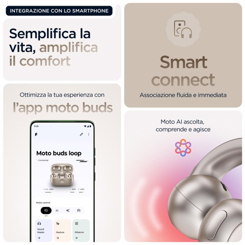 Motorola moto buds loop Cuffie Wireless In-ear Chiamate/Musica/Sport/Tutti i giorni Bluetooth Beige