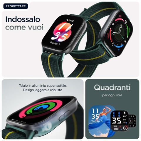 Motorola moto watch fit 4,83 cm (1.9") OLED 44.5 mm Digitale Touch screen Verde, Grigio GPS (satellitare)