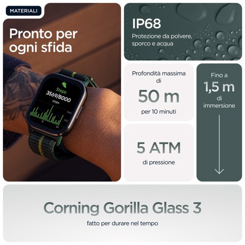 Motorola moto watch fit 4,83 cm (1.9") OLED 44.5 mm Digitale Touch screen Verde, Grigio GPS (satellitare)