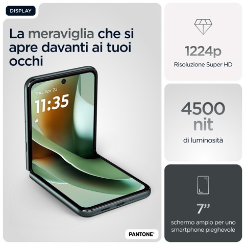 Motorola razr 60 Ultra con Moto AI (16/512GB, 50+50MP, selfie 50MP, display esterno 4.0" interno 7" pOLED 165Hz, Qualcomm Snapdragon 8 Elite, 4700mAh, 5G, Dual SIM, Android 15) PANTONE Scarab