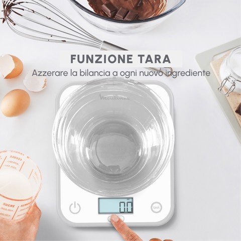 Moulinex BN50U0 bilancia da cucina Bianco Superficie piana Rettangolo Bilancia da cucina elettronica