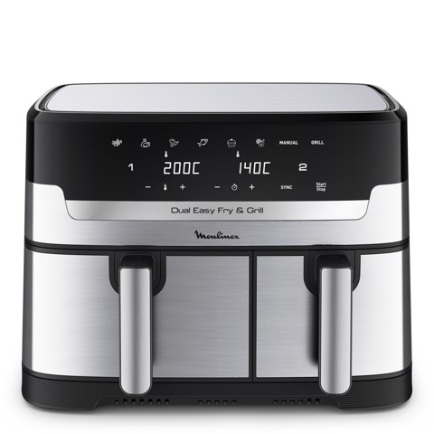 Moulinex Dual Easy Fry & Grill, Capacità 8,3 L, Doppio Cestello, Friggitrice ad Aria e Griglia, 8 Programmi Preimpostati, Componenti Lavabili In Lavastoviglie, Infinite Ricette, App Dedicata, EZ905D