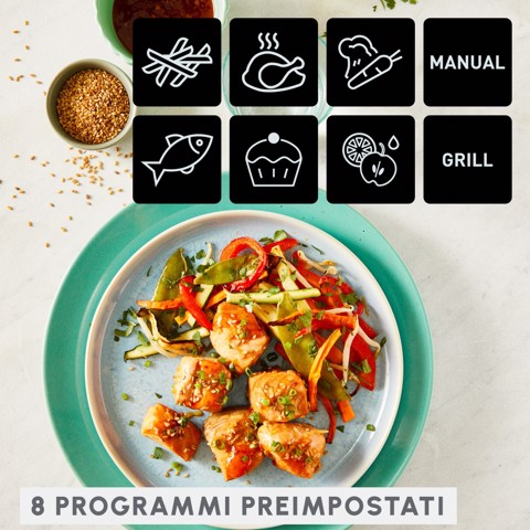 Moulinex Dual Easy Fry & Grill, Capacità 8,3 L, Doppio Cestello, Friggitrice ad Aria e Griglia, 8 Programmi Preimpostati, Componenti Lavabili In Lavastoviglie, Infinite Ricette, App Dedicata, EZ905D