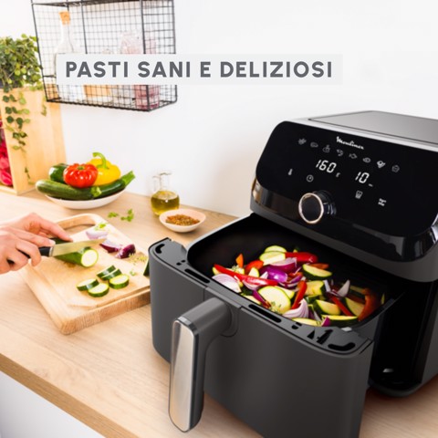 Moulinex Easy Fry Mega , Friggitrice ad aria, Capacità Extra Large 7,5L/2kg, 8 programmi preimpostati, Coal Grey
