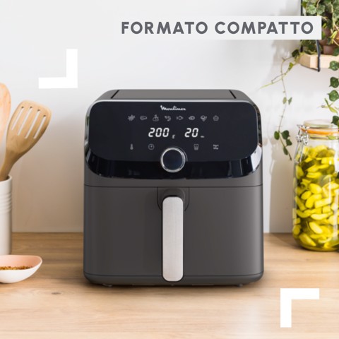 Moulinex Easy Fry Mega , Friggitrice ad aria, Capacità Extra Large 7,5L/2kg, 8 programmi preimpostati, Coal Grey