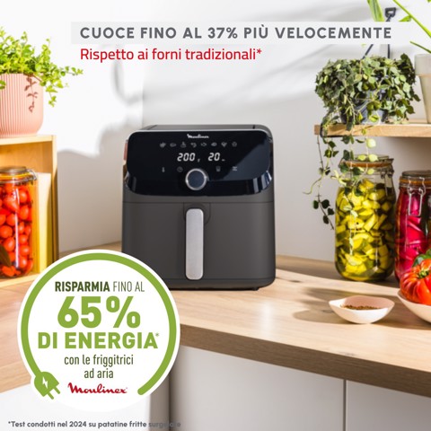 Moulinex Easy Fry Mega , Friggitrice ad aria, Capacità Extra Large 7,5L/2kg, 8 programmi preimpostati, Coal Grey