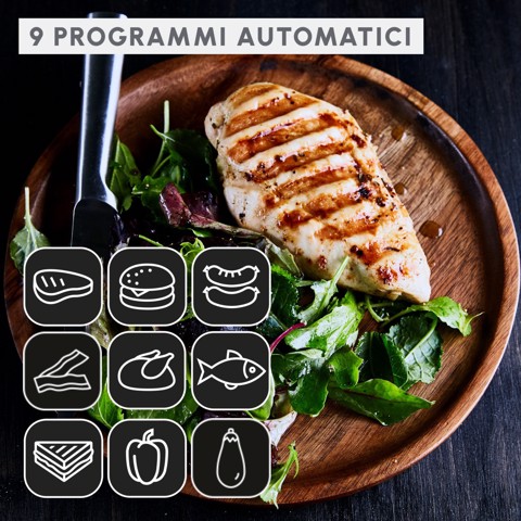 Moulinex OptiGrill+ XL, Griglia a Contatto Intelligente, Risultati Perfetti, Nessun Monitoraggio, 9 Programmi Automatici, Superficie Extra Large