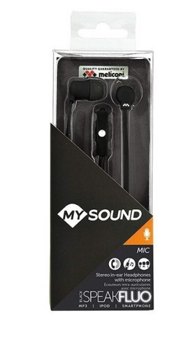 MySound Auricolare in ear con mic. Speak fluo, nero