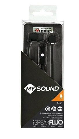 MySound Auricolare in ear con mic. Speak fluo, nero