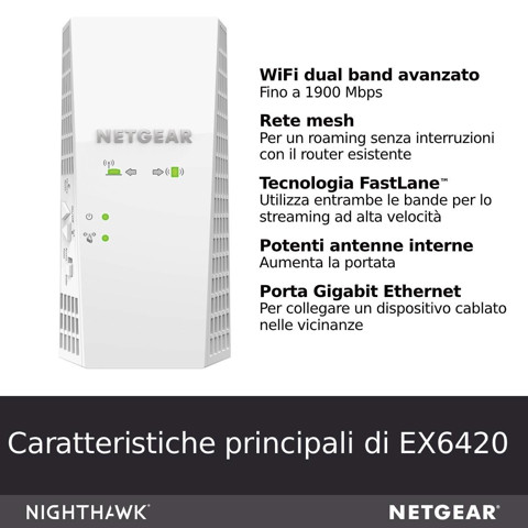 Netgear EX6420 Ripetitore di rete Bianco 10, 100, 1000 Mbit/s