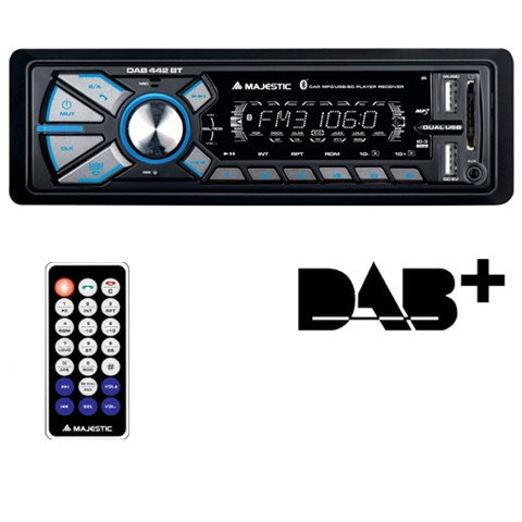 New Majestic DAB-442 BT Autoradio Dab Plus con usb, bluetooth, aux, memory card  Nero 180 W Bluetooth
