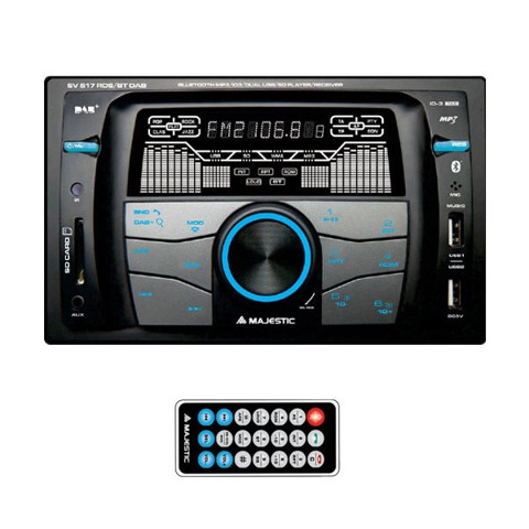 New Majestic SV-517 Autoradio Dab Plus Due Din,Pds,4X45W,2Usb,Aux,Sd Nero 180 W