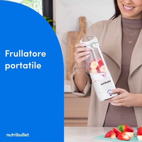 NutriBullet Portable – Mini Frullatore Compatto e Portatile, Ricaricabile USB-C, Smoothie Maker, Bianco (NBP003W)