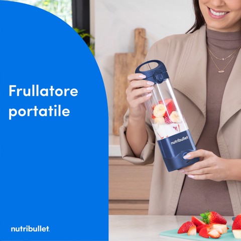 NutriBullet Portable – Mini Frullatore Compatto e Portatile, Ricaricabile USB-C, Smoothie Maker, Blu (NBP003NBL)