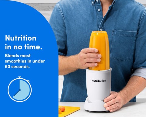 NutriBullet Pro – Frullatore Compatto e Potente, Estrattore di Nutrienti, Smoothie Maker, 900W, Bianco Opaco (NB907MAW)