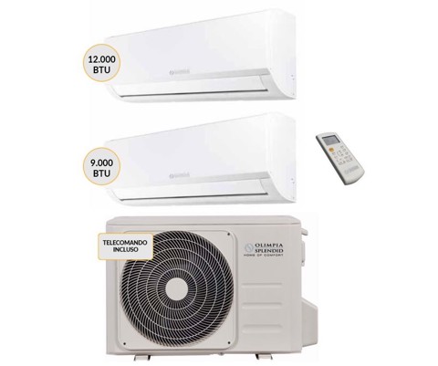 Olimpia Splendid Aryal Condizionatore DUAL split Inverter 9000btu+12000btu Wi-Fi OSCAAMH14EI + OSSECYH09EI + OSSAALH12EI Climatizzatore Fisso