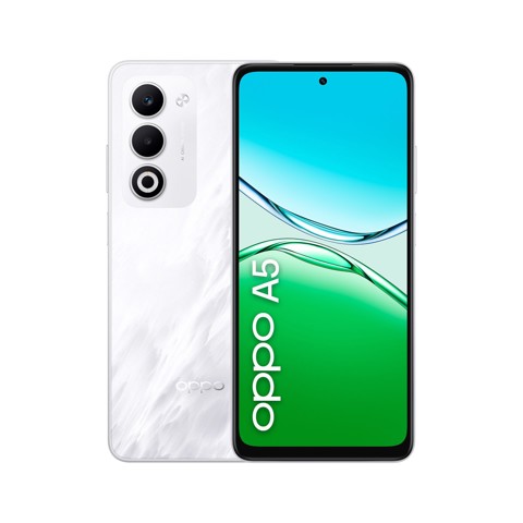 OPPO A5 Smartphone, Foto AI 50MP, Frontale 5MP, Display 6.67” 90HZ LCD HD+, 6000mAh, RAM 6(Esp2GB/4GB/6GB)+ROM 128GB (esp1TB), IP65, [Versione Italia], Mist White