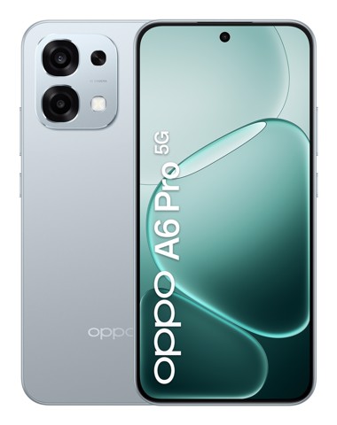 OPPO A6 Pro 5G Smartphone, Foto AI 50MP, Frontale 16MP, Display 6.57” 120HZ AMOLED FHD+, 6500mAh, RAM 8(Esp8GB)+ROM 256GB (esp2TB), IP69, [Versione Italia], Lunar Titanium
