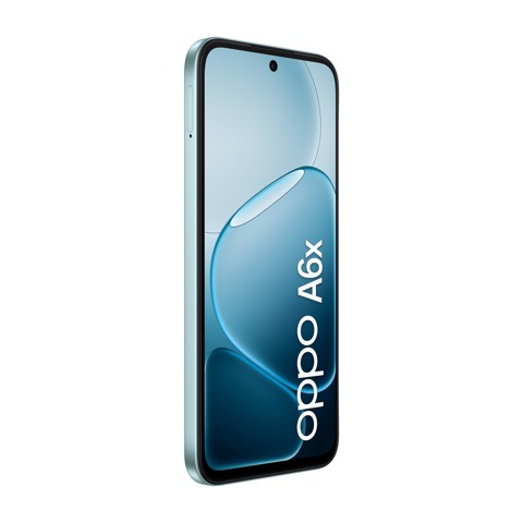 OPPO A6x AI Smartphone, doppia fotocamera 13MP+QVGA, Selfie 5MP, Display 6.75” 120HZ IPS HD+, 6100mAh, RAM 4GB(Esp1GB/2GB/4GB)+ROM 256GB [Versione Italia], Ice Blue