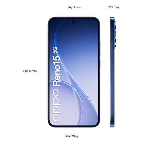 OPPO Reno15 5G AI Smartphone, Tripla fotocamera 50+50+8MP, Selfie 50MP, Display 6.59” 120HZ AMOLED FHD+, 6500mAh, RAM 8GB(Esp2GB/4GB/8GB)+ROM 512GB [Versione Italia], Twilight Black