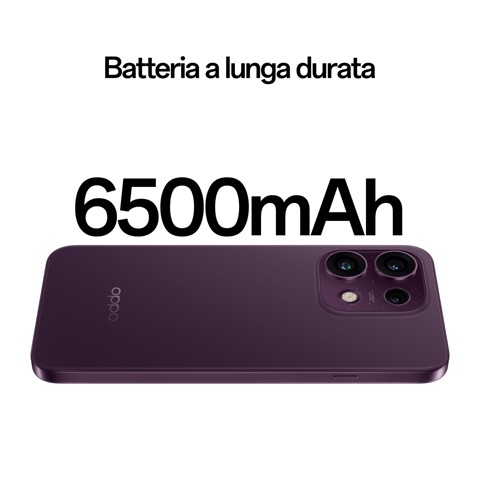 OPPO Reno16 F 5G AI Smartphone, Tripla fotocamera 50+8+50MP, Selfie 50MP, Display 6.57” 120HZ AMOLED FHD+, 6500mAh, RAM 8GB(Esp2GB/4GB/8GB)+ROM 256GB [Versione Italia], Purple Black