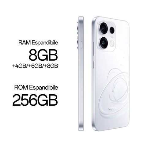 OPPO Reno16 F 5G AI Smartphone, Tripla fotocamera 50+8+50MP, Selfie 50MP, Display 6.57” 120HZ AMOLED FHD+, 6500mAh, RAM 8GB(Esp2GB/4GB/8GB)+ROM 256GB [Versione Italia], Pop White