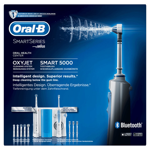 Oral-B Oral Center Spazzolino Elettrico Smart 5000 e Idropulsore Oxyjet + 4 testine