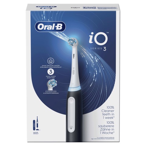 Oral-B Spazzolino Elettrico iO 3 Nero, 1 Testina