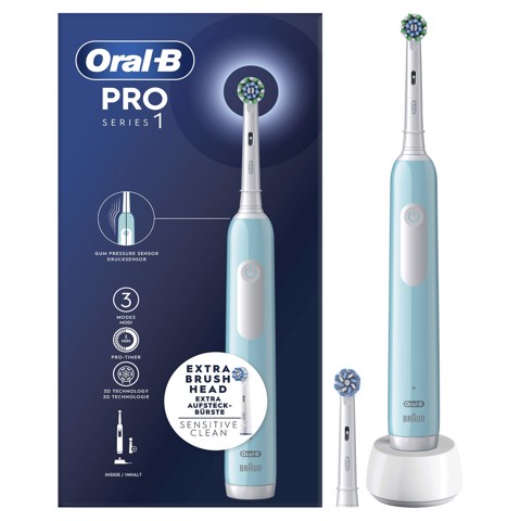 Oral-B Spazzolino Elettrico Ricaricabile Series 1 Blu con 2 Testine di Ricambio, 1 Spazzolino