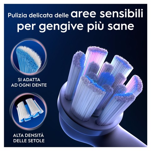 Oral-B Testine di Ricambio iO Gentle Care, testine rotonde originali, setole angolate per una rimozione più profonda della placca, testina più morbida, adatte a gengive sensibili, 3
