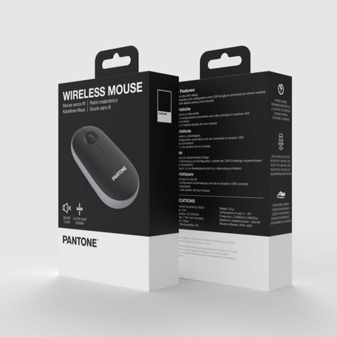 Pantone PT-MS001BK mouse Ufficio Mano destra 1200 DPI