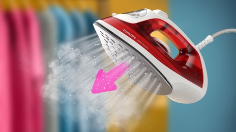 Philips 2000 series DST2010/40 ferro da stiro Ferro a vapore Piastra antiaderente Rosso, Bianco