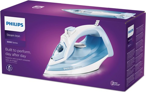 Philips 5000 series DST5021/20 ferro da stiro Ferro a vapore SteamGlide Plus 2400 W Blu, Bianco