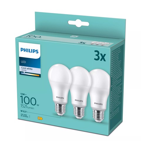 Philips Lampadina 100 W A67 E27 x3