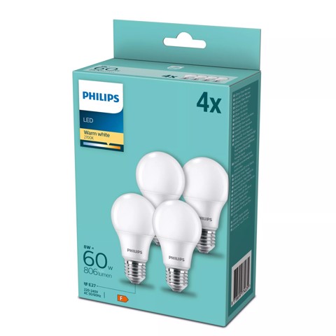 Philips Lampadina 60 W A60 E27 x4