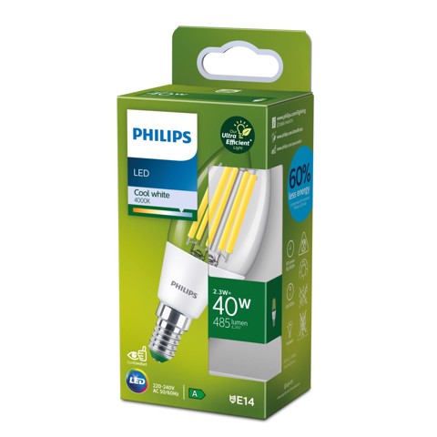 Philips Lampadina candela trasparente a filamento 40 W B35 E14