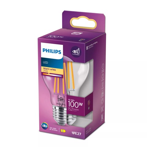 Philips Lampadina trasparente a filamento - 100 W A60 E27