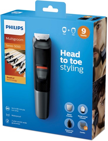 Philips MULTIGROOM Series 5000 9 accessori Tecnologia DualCut 9 in 1, Barba e capelli